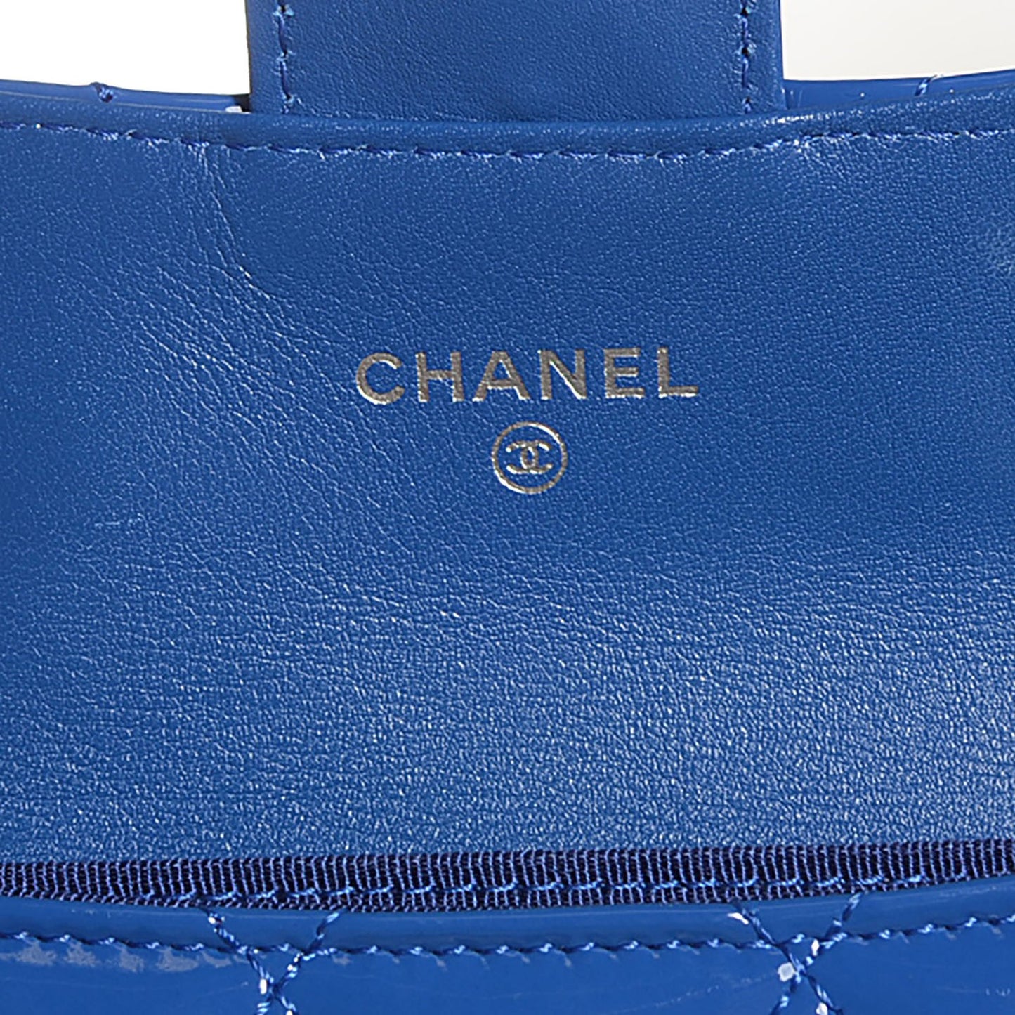 Patent Quilted Coin Purse Dark Blue