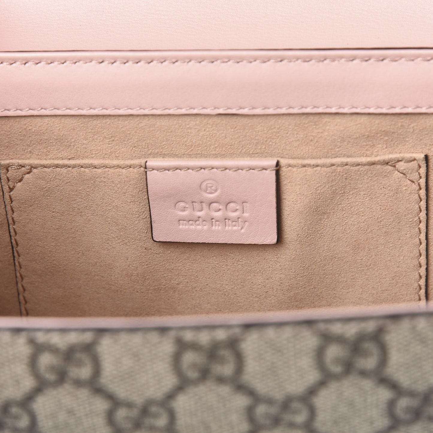 GG Supreme Monogram Calfskin Studded Small Padlock Shoulder Bag Beige Perfect Pink