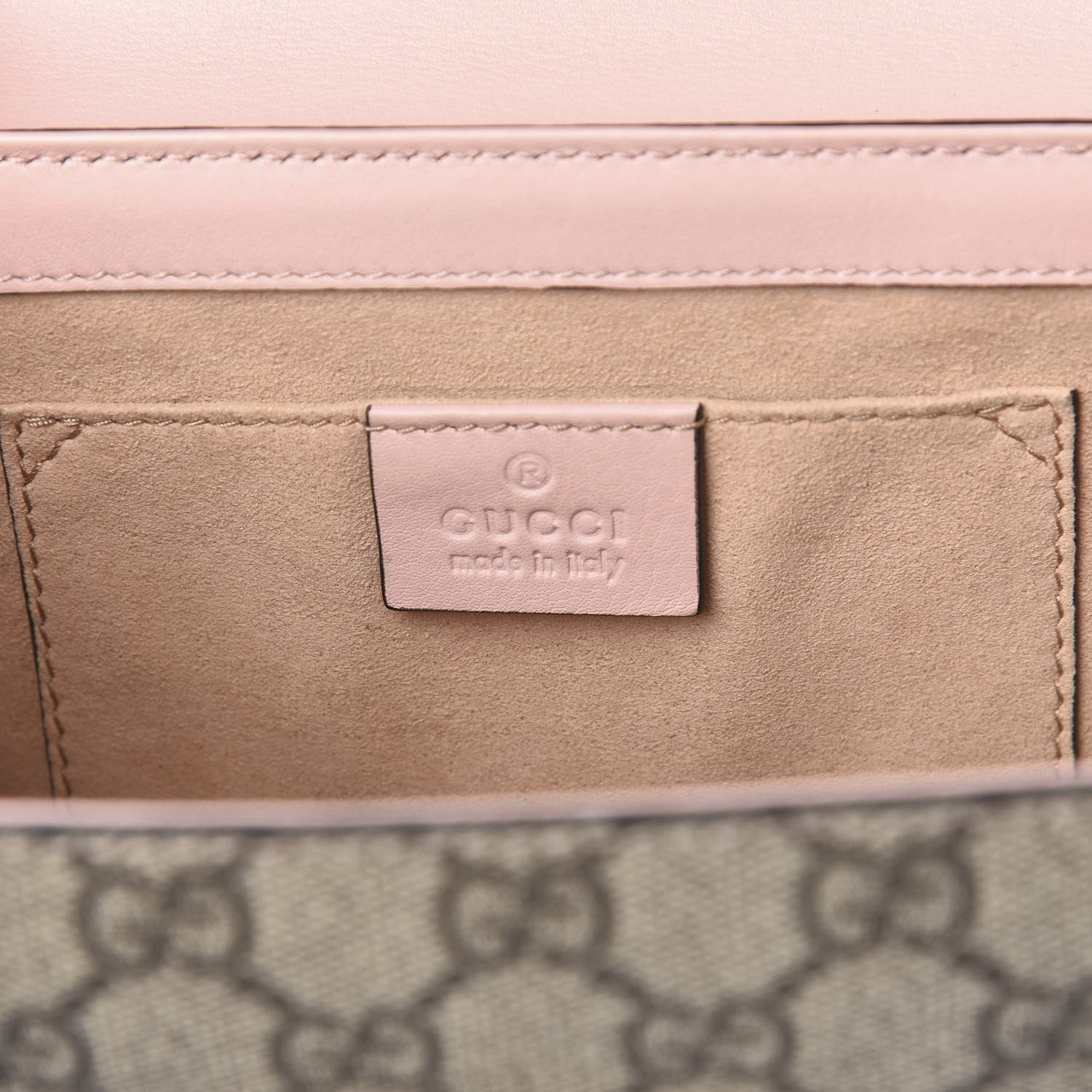 Gucci GG Supreme Monogram Calfskin Studded Small Padlock Shoulder Bag Beige Perfect Pink 5 of 9