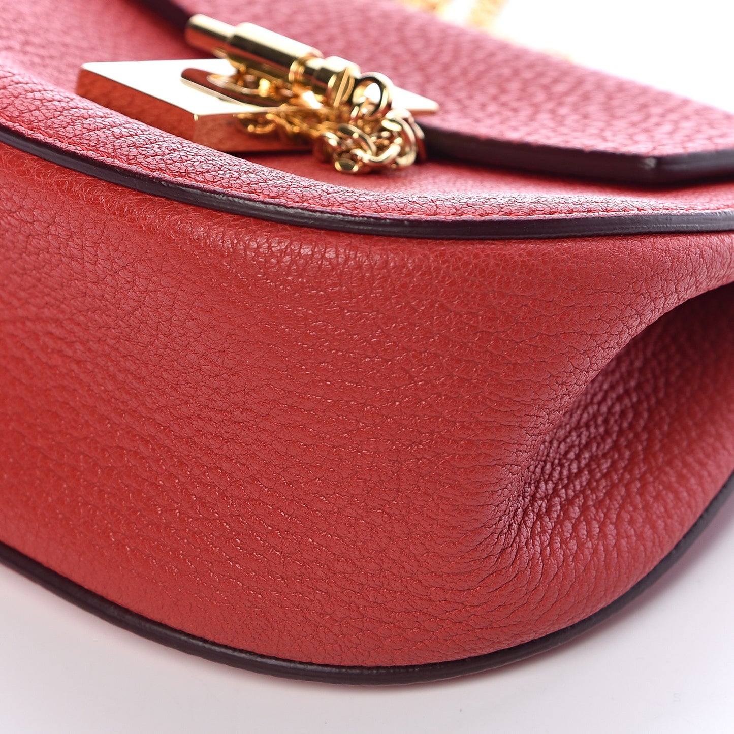 Grained Lambskin Nano Drew Shoulder Bag Intense Red