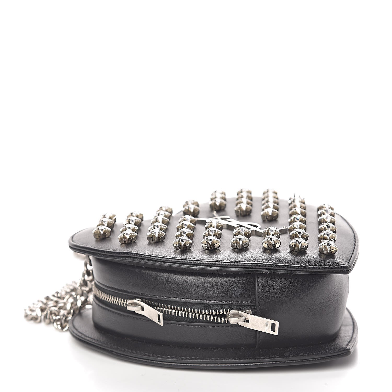 Saint Laurent Calfskin Star Studded Small Love Heart Chain Bag Black 4 of 12