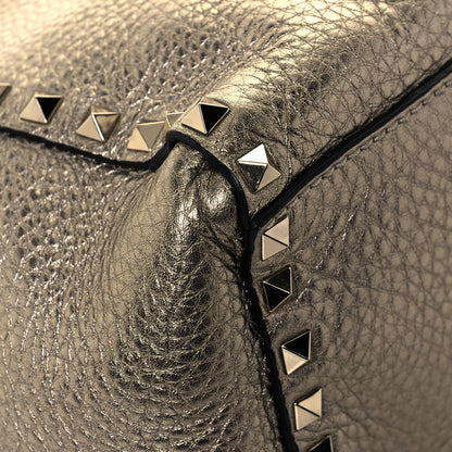 Valentino Garavani Metallic Grained Calfskin Rockstud Double Handle Tote Sasso 8 of 14