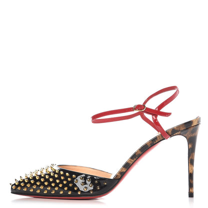 Christian Louboutin Patent Leopard Printed Baila Spike 100 Pumps 40 Black 1 of 10