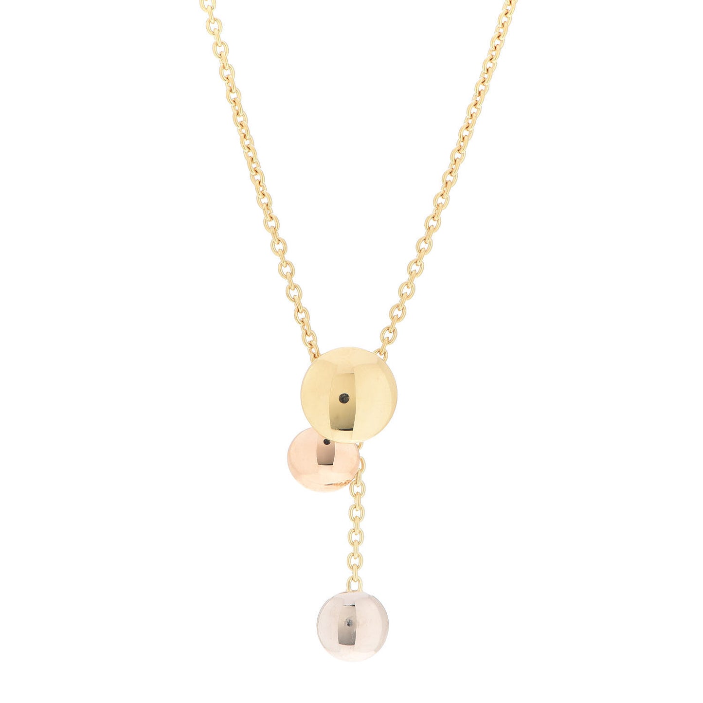 18K Pink Yellow White Gold Sweet Trinity Drop Necklace