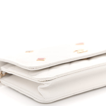 Chanel Caviar Quilted Enamel Coco Casino Wallet On Chain WOC White 10 of 12