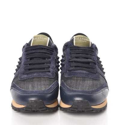 Valentino Garavani Denim Calfskin Suede Rockstud Sneakers 35.5 Indigo 2 of 8