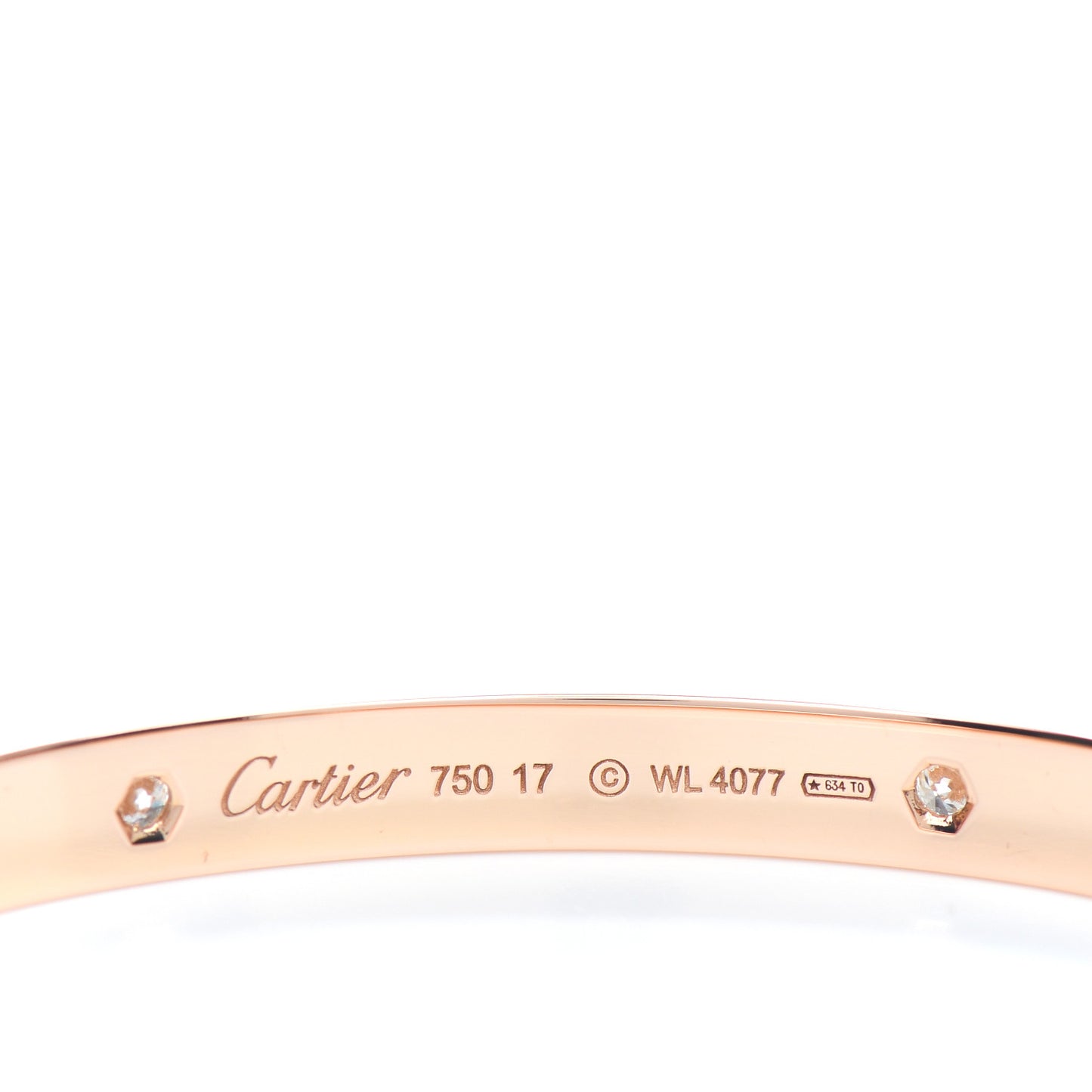 18K Pink Gold 4 Diamond LOVE Bracelet 17