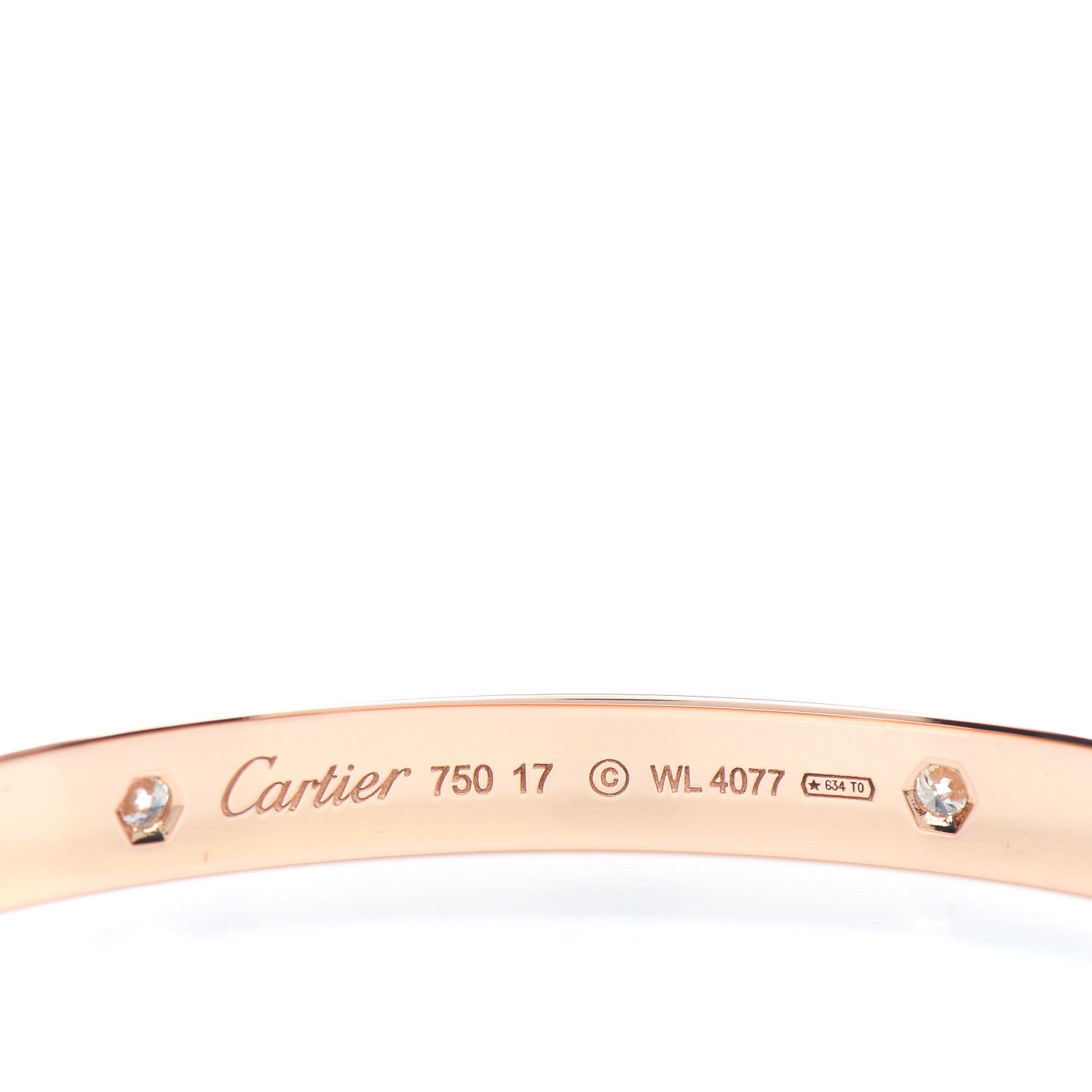 Cartier 18K Pink Gold 4 Diamond LOVE Bracelet 17 3 of 4