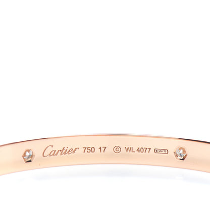 Cartier 18K Pink Gold 4 Diamond LOVE Bracelet 17 3 of 4