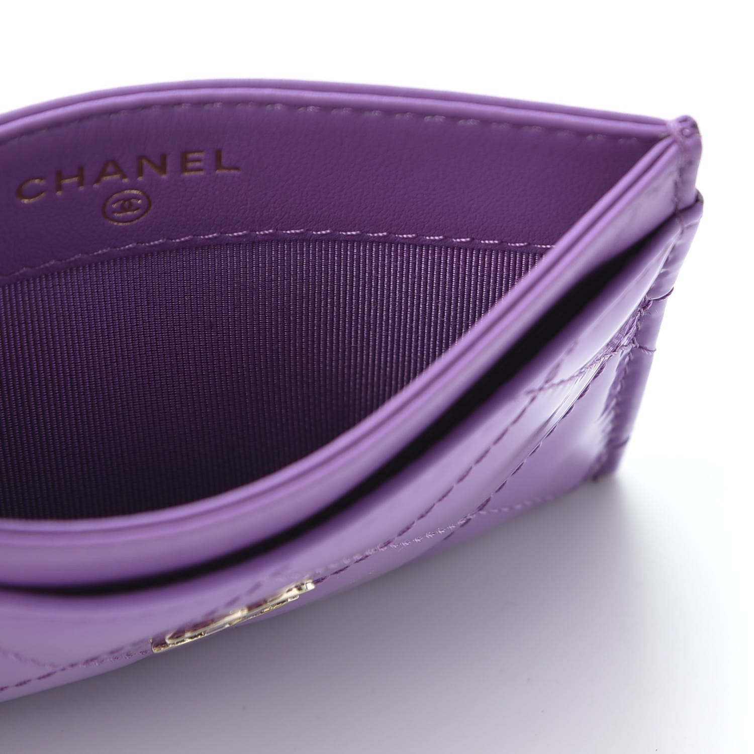 Chanel Patent Quilted Card Holder Purple 5 of 8