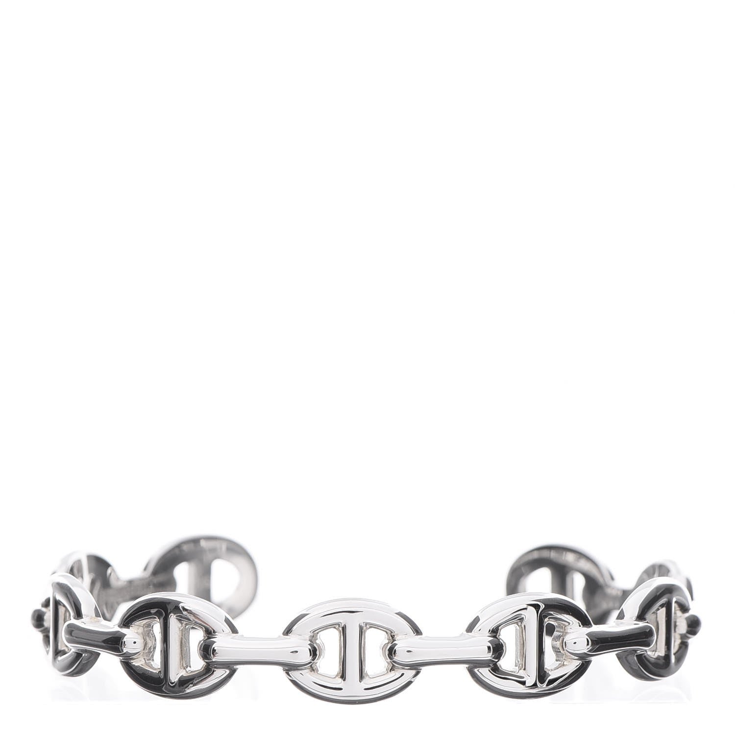 Hermes Sterling Silver MM Chaine d'Ancre Enchainee Cuff Bracelet LG 1 of 5