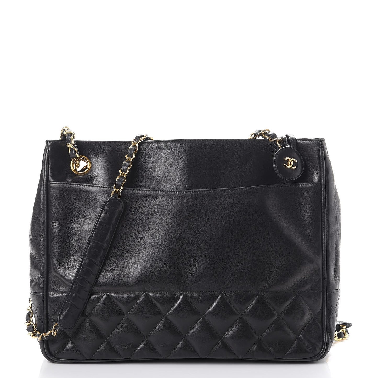 Lambskin Quilted Shoulder Bag Black