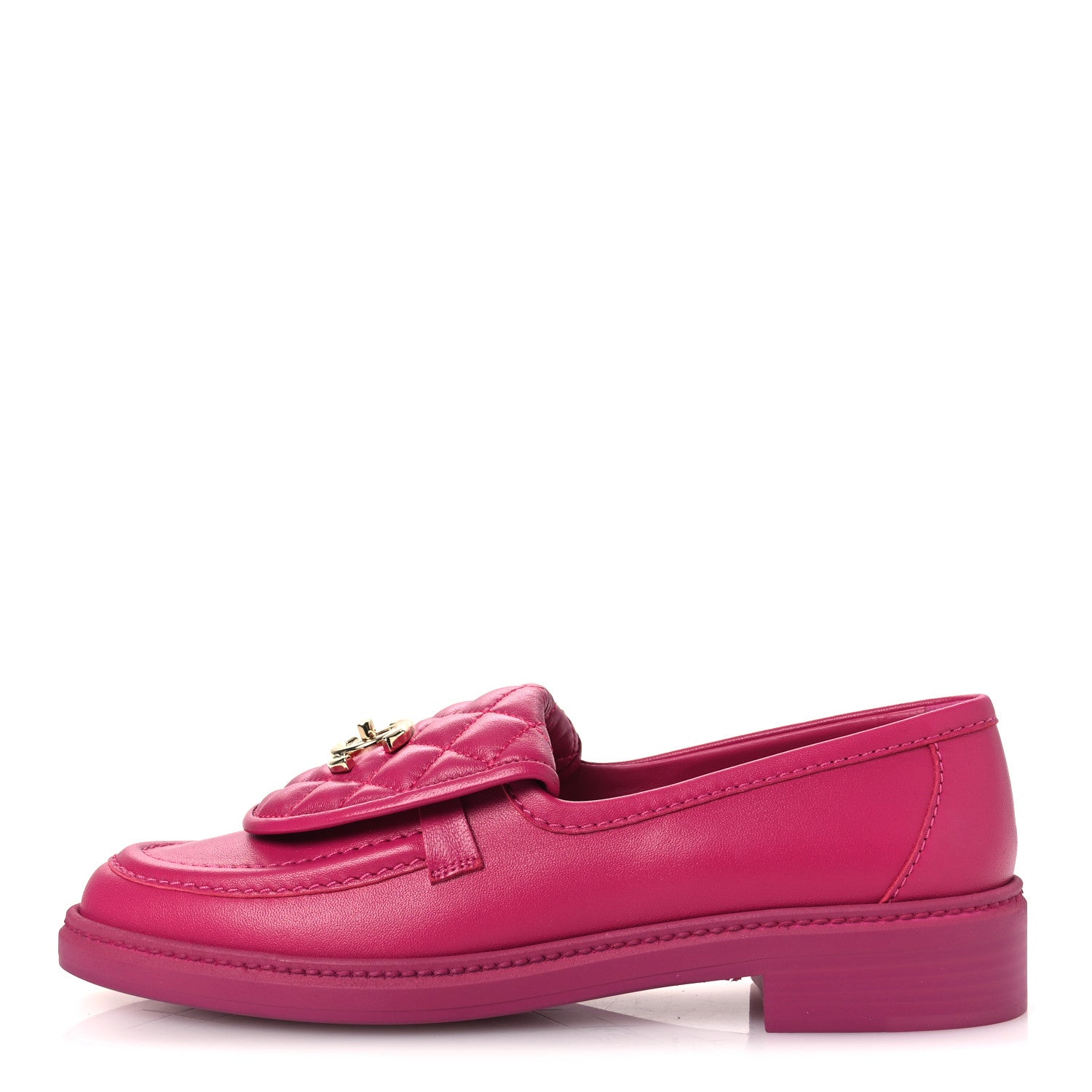 Chanel Lambskin Quilted CC Turnlock Loafers 39 Fuchsia 1 of 12