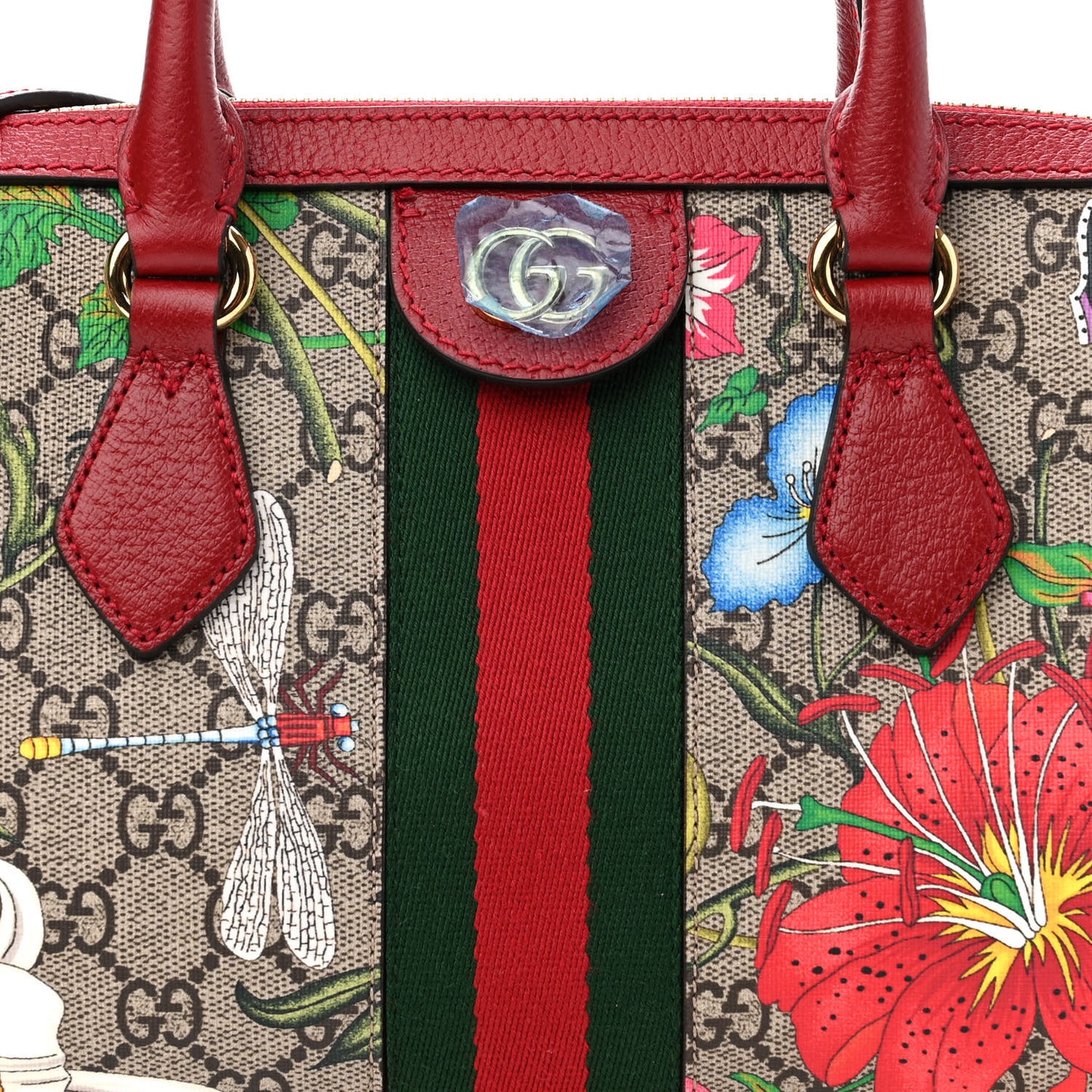 GG Supreme Monogram Flora Web Medium Ophidia Boston Red