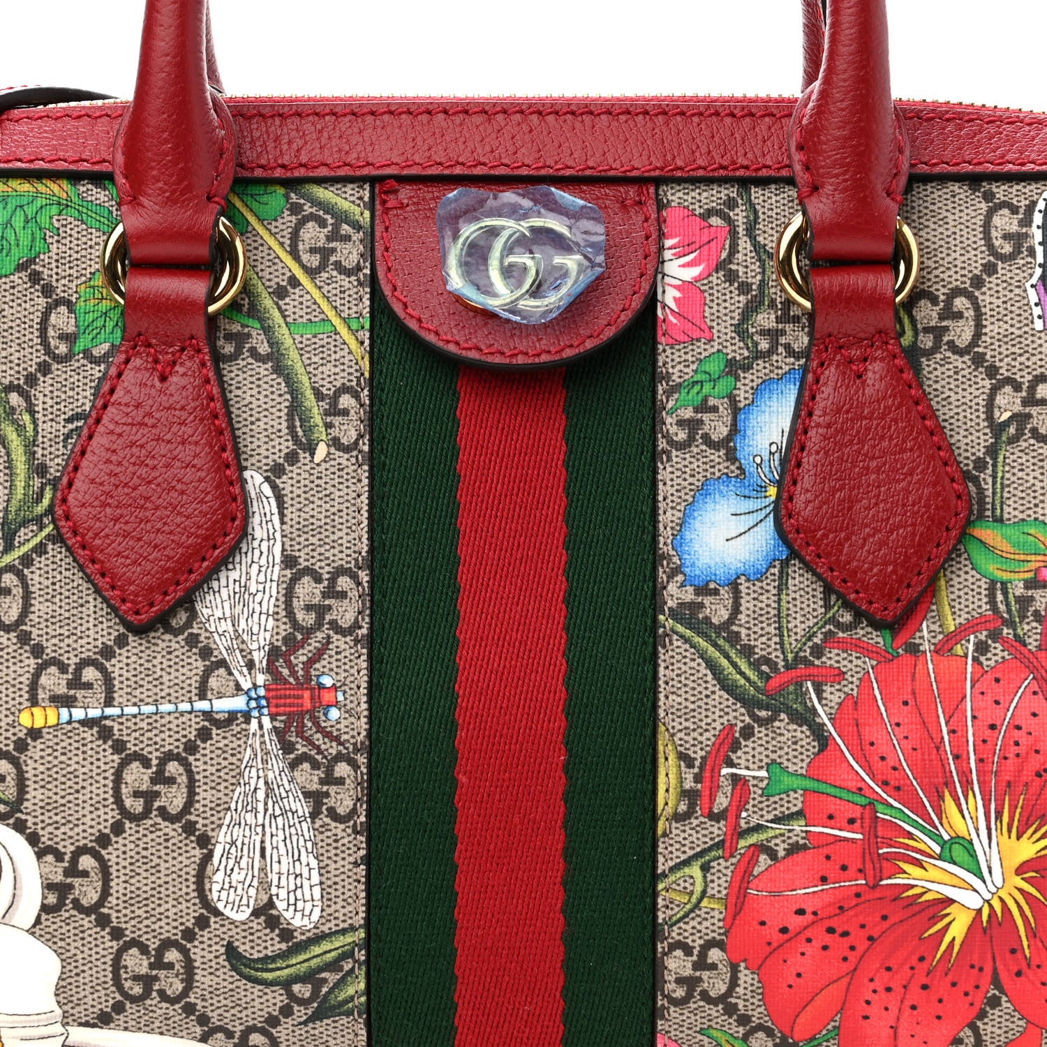 Gucci GG Supreme Monogram Flora Web Medium Ophidia Boston Red 8 of 10
