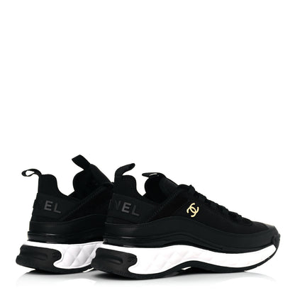 Chanel Velvet Calfskin Mixed Fibers CC Sneakers 38 Black 4 of 7