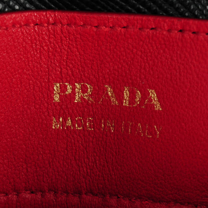 Prada Saffiano Cuir Large Double Bag Nero Black Ciliegia 6 of 7