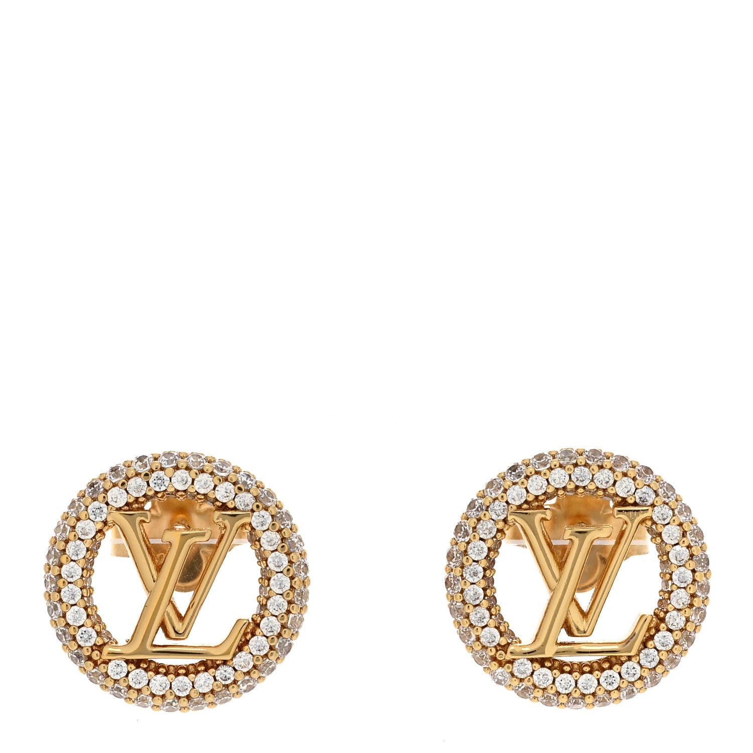 Louis Vuitton Metal Crystal Louise By Night Earrings Gold 1 of 5