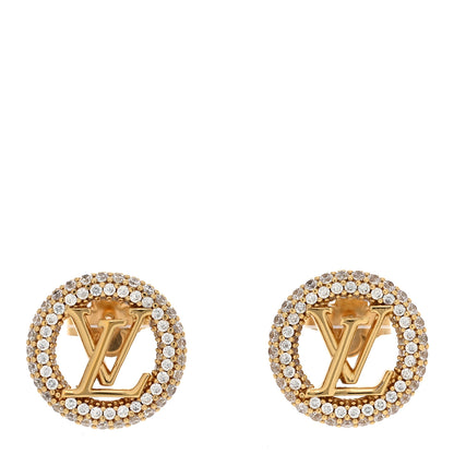 Louis Vuitton Metal Crystal Louise By Night Earrings Gold 1 of 5