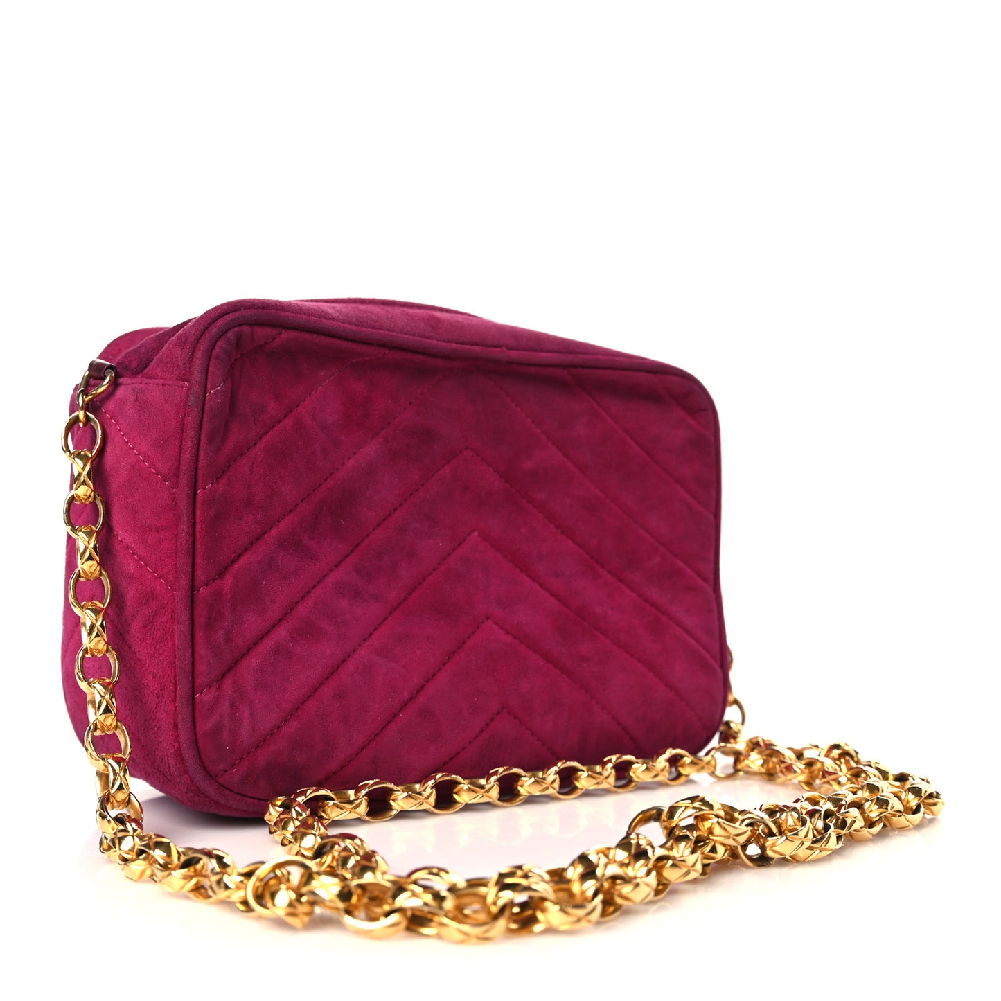 Suede Chevron CC Tassel Camera Bag Dark Pink