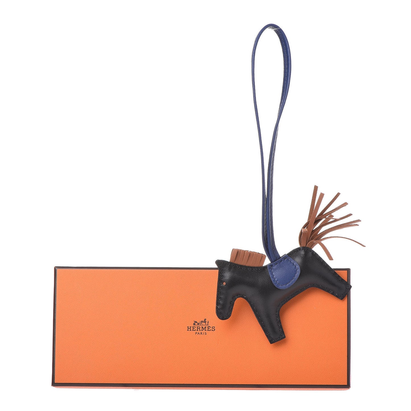 Milo Lambskin Grigri Rodeo Horse Bag Charm PM Black Bleu Saphir Gold
