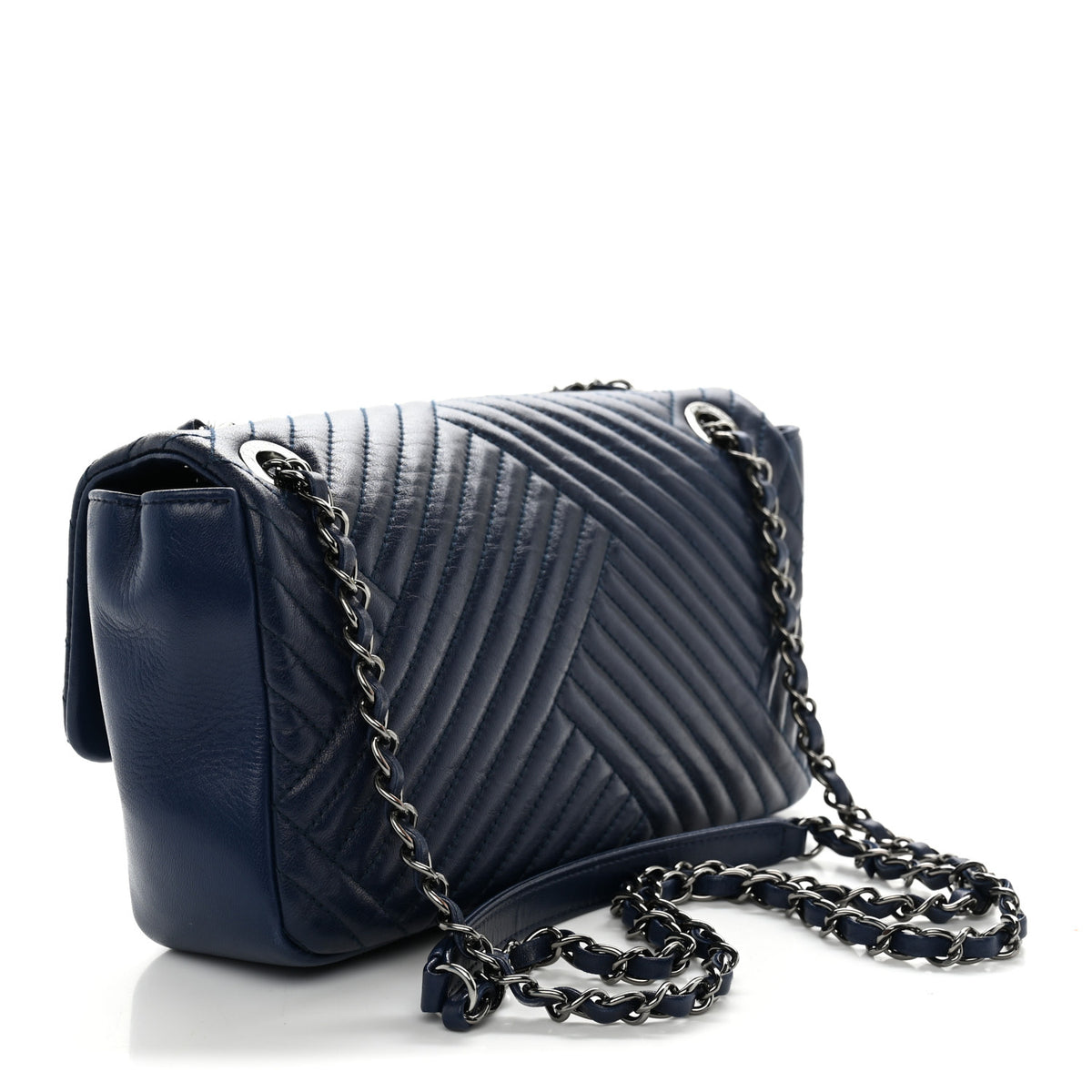 Lambskin Quilted Medium CC Crossing Flap Blue