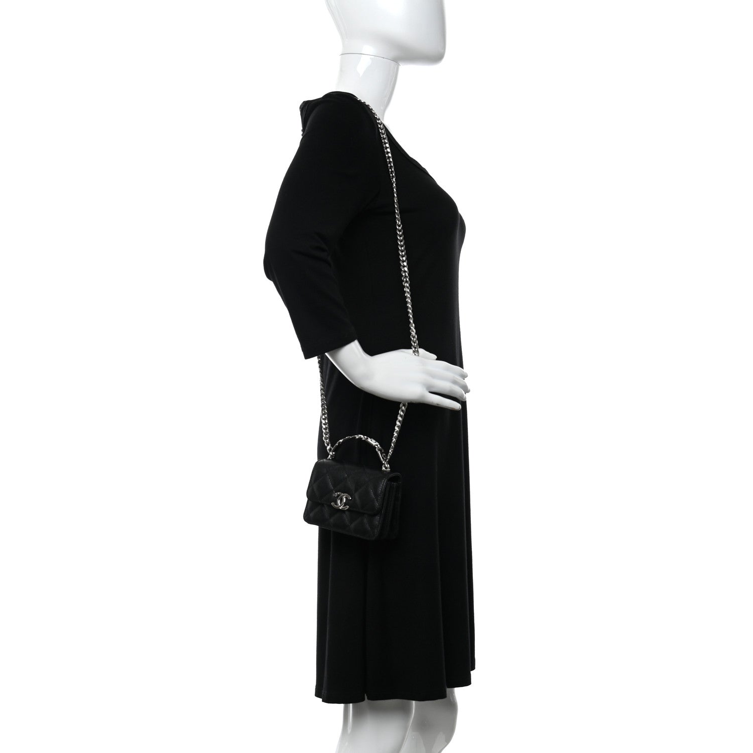 Chanel Caviar Quilted Pick Me Up Clutch With Chain Black 2 of 12