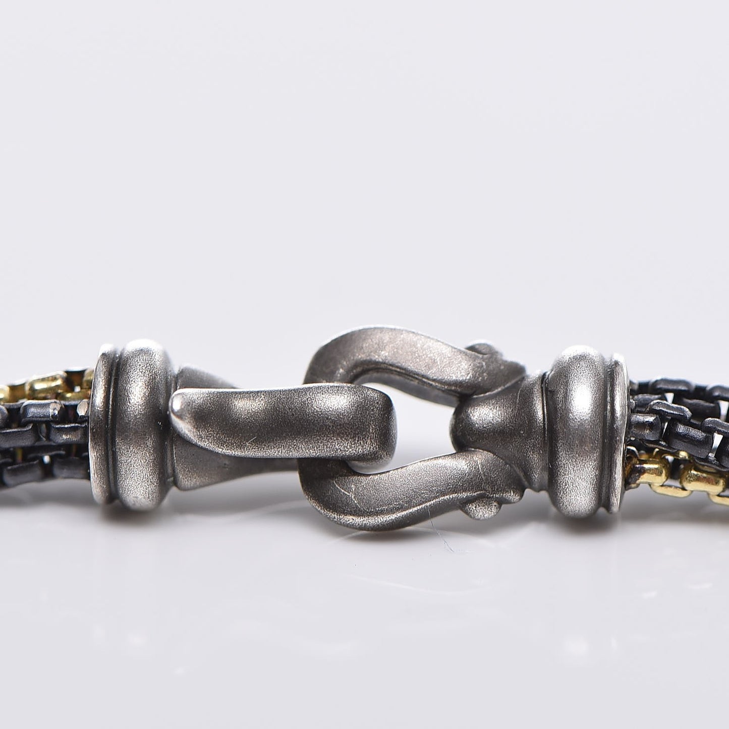 Darkened Sterling Silver 18K Yellow Gold Four Row Chain Necklace