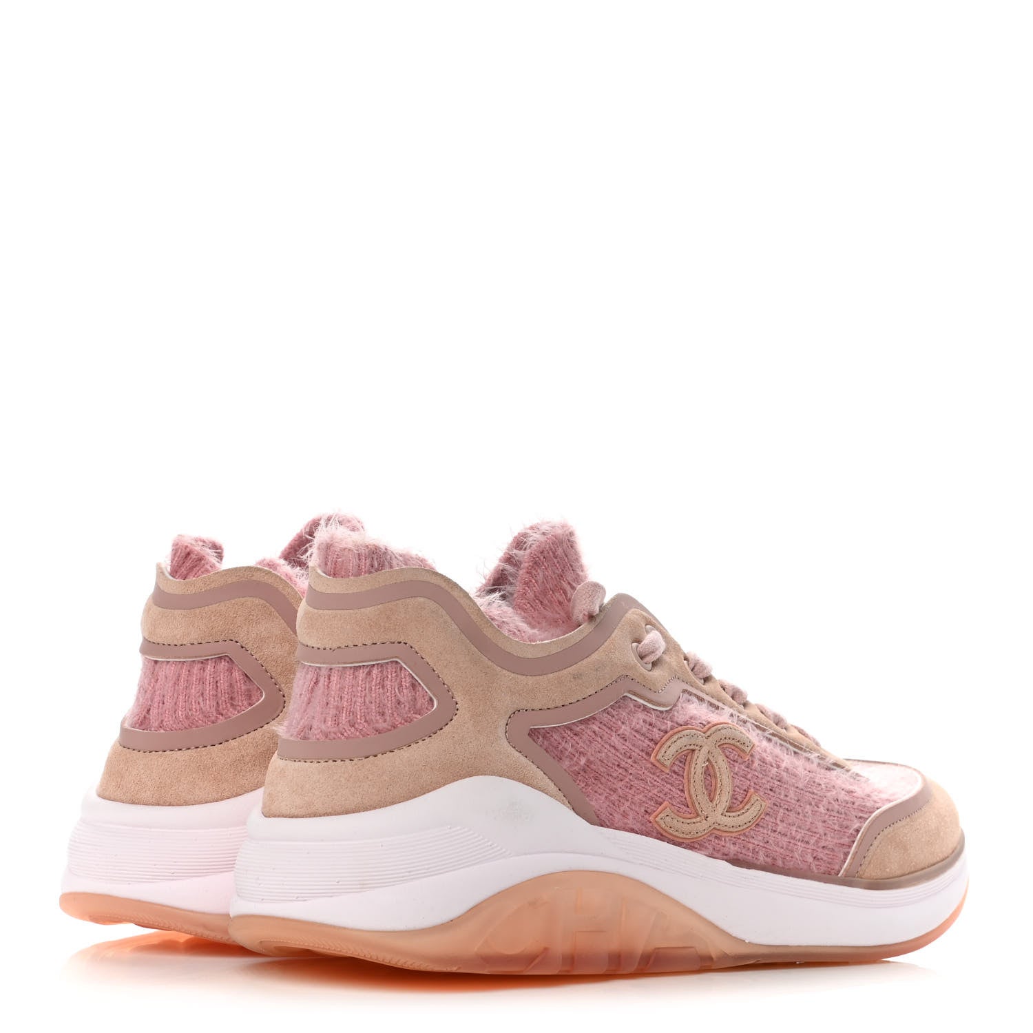 Chanel Suede Calfskin Stretch Fabric CC Sneakers 40.5 Pink 4 of 19