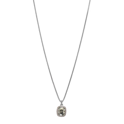 David Yurman Sterling Silver Diamond Prasiolite 10mm Albion Pendant Necklace 1 of 4