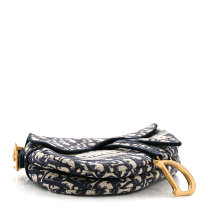 Christian Dior Oblique Embroidered Saddle Bag Blue 4 of 14