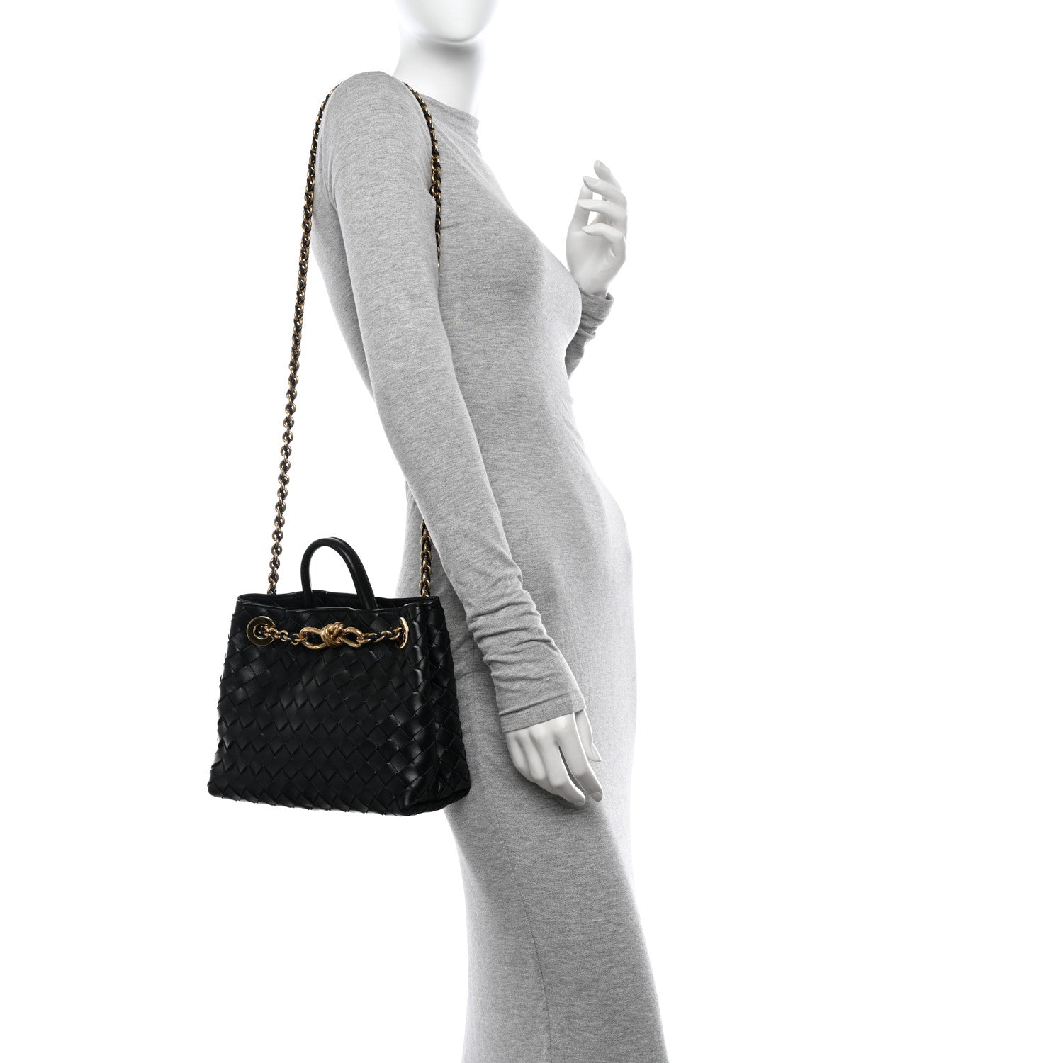 Bottega Veneta Nappa Intrecciato Small Andiamo With Chain Shoulder Bag Black 2 of 10