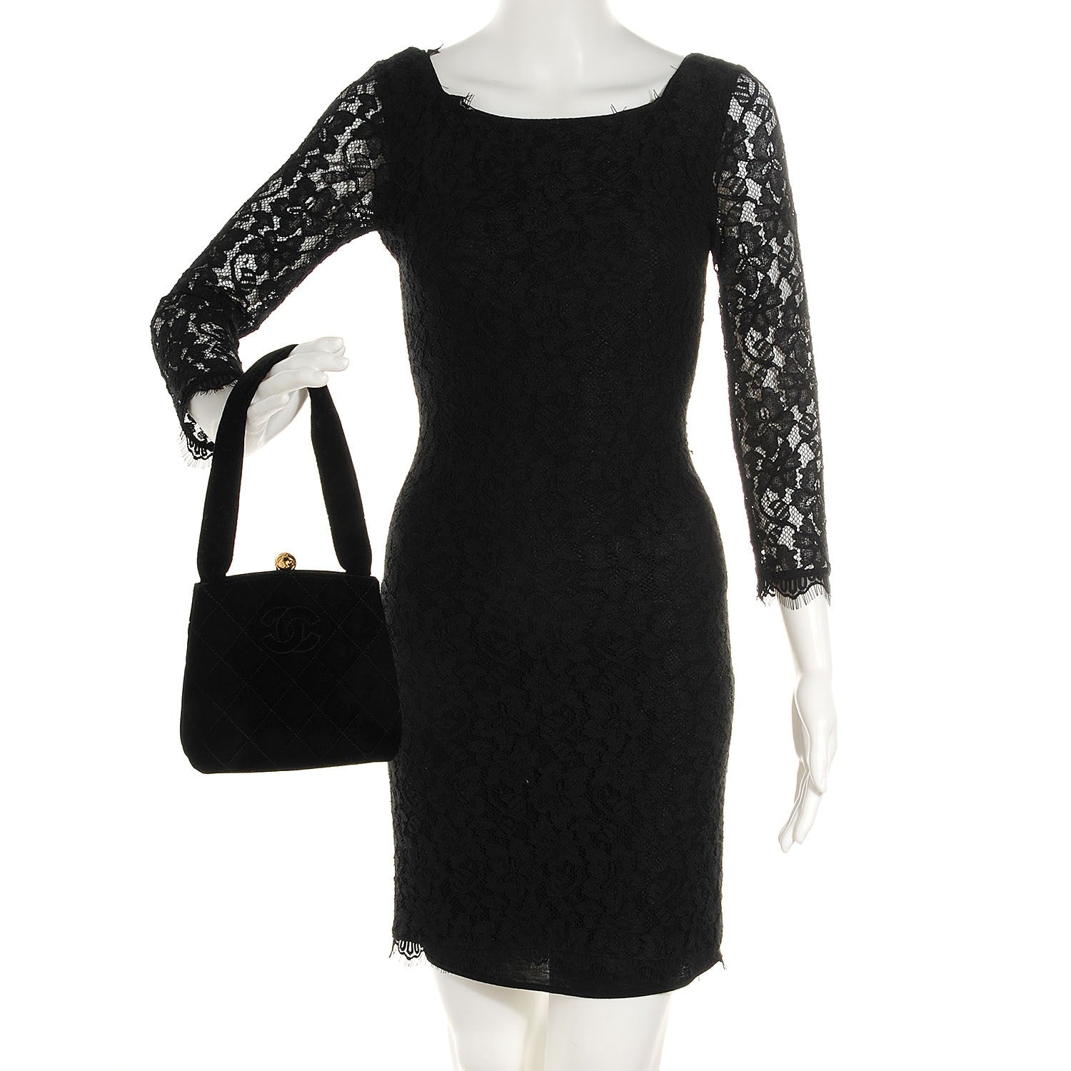 Chanel Velvet Kiss Lock Shoulder Bag Black 2 of 8