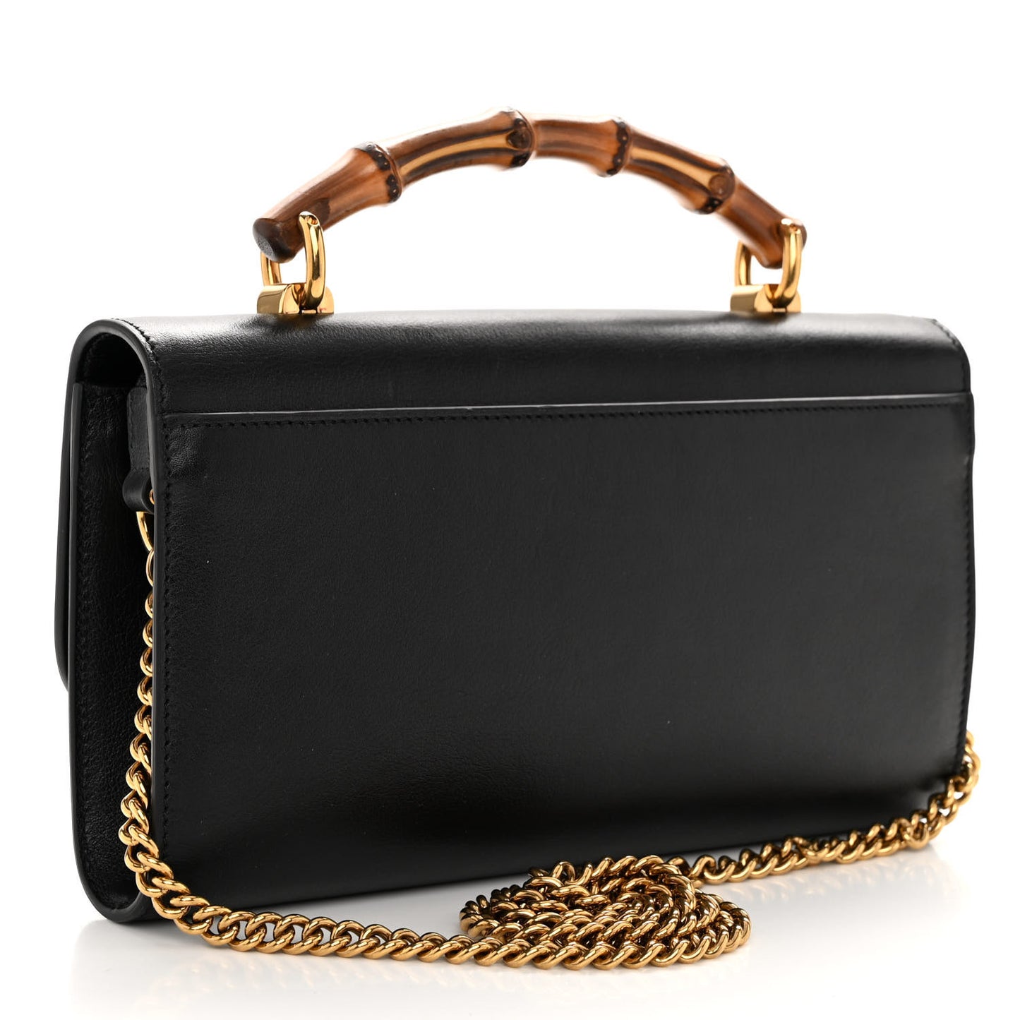 Wonka Grain Calfskin Mini Diana Bamboo Top Handle Shoulder Bag Black