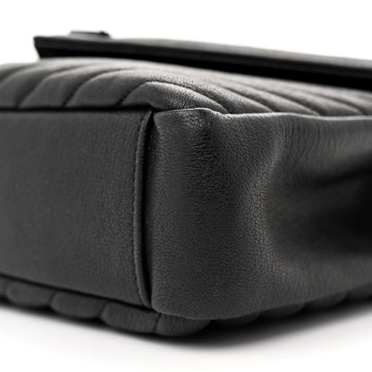 Saint Laurent Sheepskin Matelasse Chevron Monogram Monochrome Medium College Bag Black 10 of 11