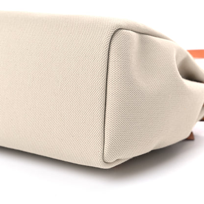 Hermes Military Toile Vache Hunter Herbag Zip Retourne 31 PM Beton Naturel Fauve Cuivre 9 of 10