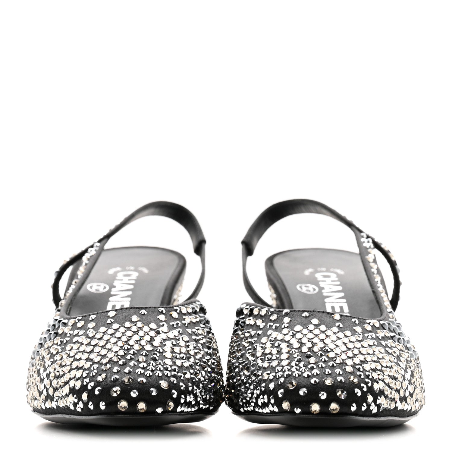 Chanel Strass Cap Toe CC Slingback Pumps 39.5 Black 3 of 10