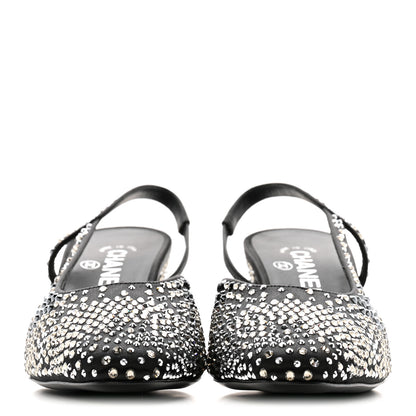 Chanel Strass Cap Toe CC Slingback Pumps 39.5 Black 3 of 10