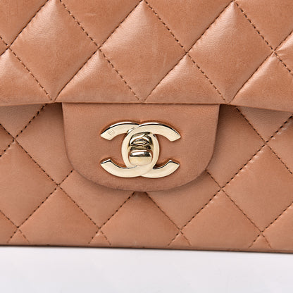 Chanel Lambskin Quilted Medium Double Flap Dark Beige 21 of 21