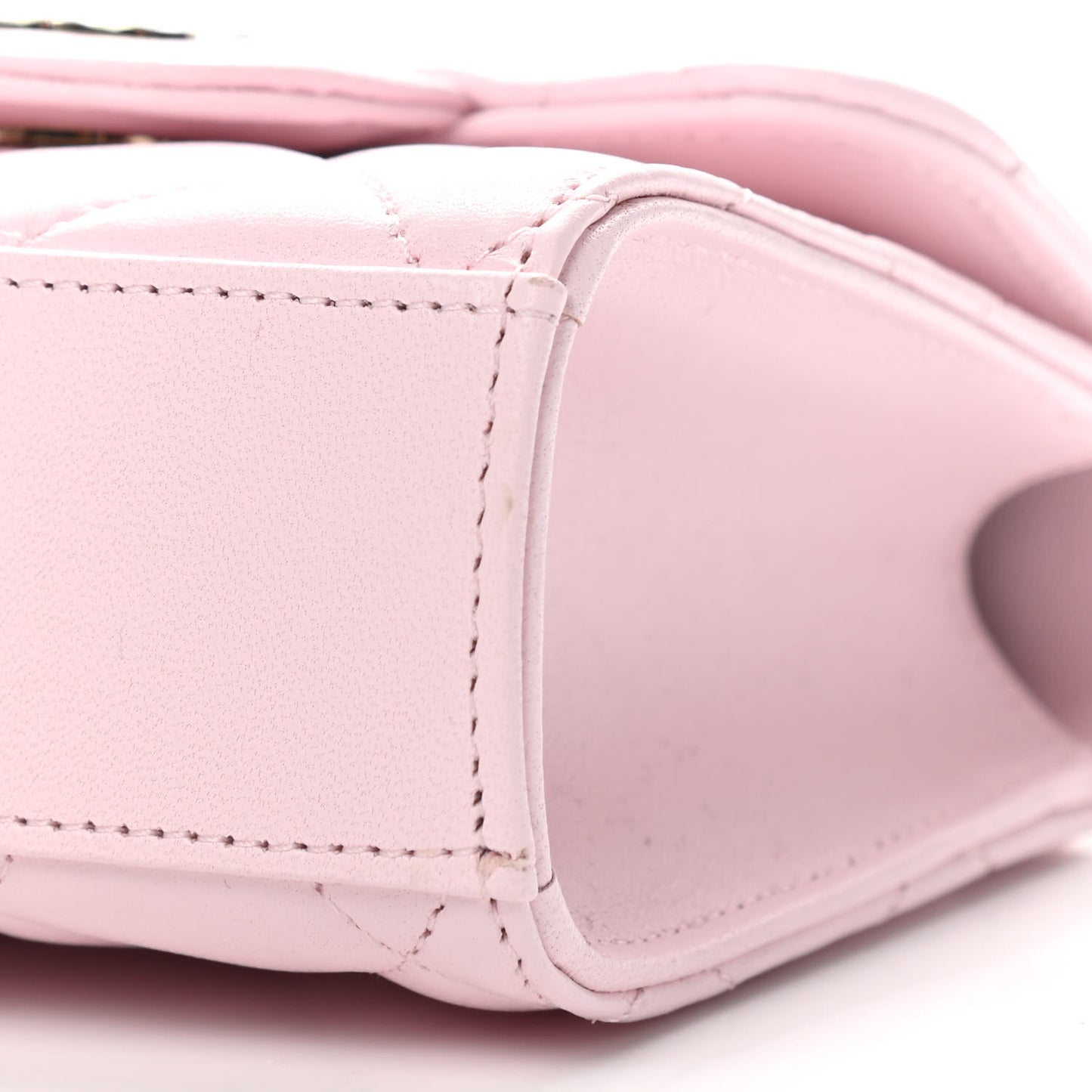Lambskin Quilted Top Handle Clutch With Chain Light Pink
