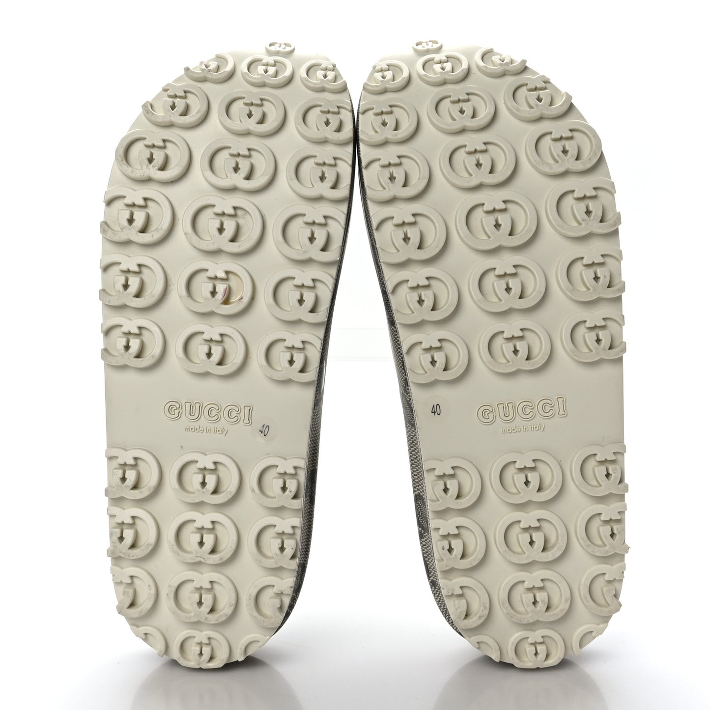Cubic Rubber GG Monogram Womens Interlocking G Platform 42mm Slide Sandals 40 Beige Ebony