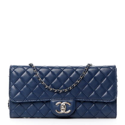 Chanel Lambskin Quilted Chain Clutch Flap Navy 1 of 14