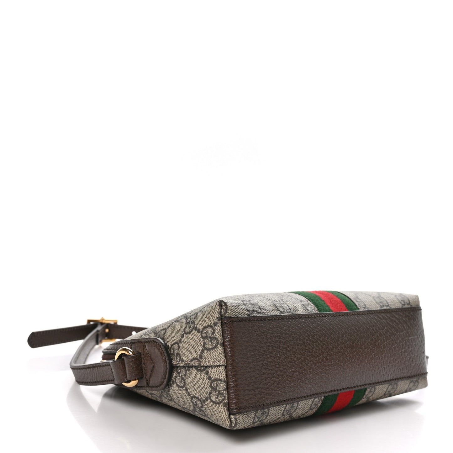GG Supreme Monogram Textured Dollar Calfskin Web Small Ophidia Dome Shoulder Bag Beige Ebony New Acero