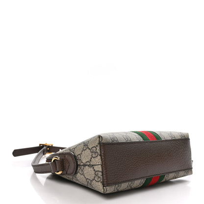 Gucci GG Supreme Monogram Textured Dollar Calfskin Web Small Ophidia Dome Shoulder Bag Beige Ebony New Acero 4 of 11