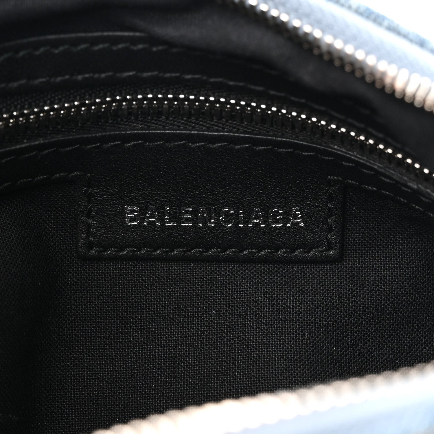 Balenciaga Washed Frayed Denim Crystal Small Le Cagole Shoulder Bag Blue 5 of 9