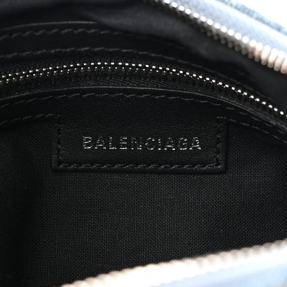 Balenciaga Washed Frayed Denim Crystal Small Le Cagole Shoulder Bag Blue 5 of 9