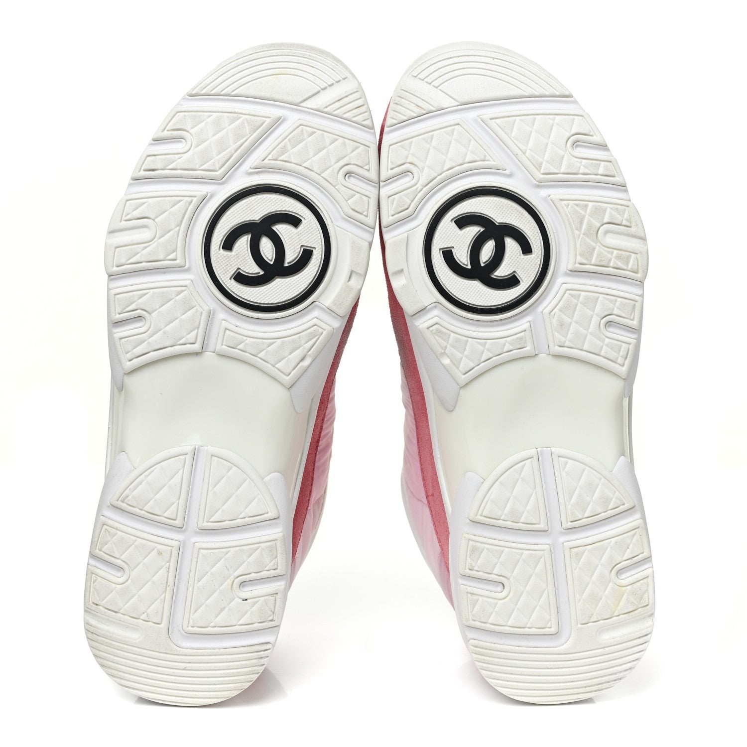 Chanel Nylon Calfskin Suede Womens CC Sneakers 38 Pink 5 of 13