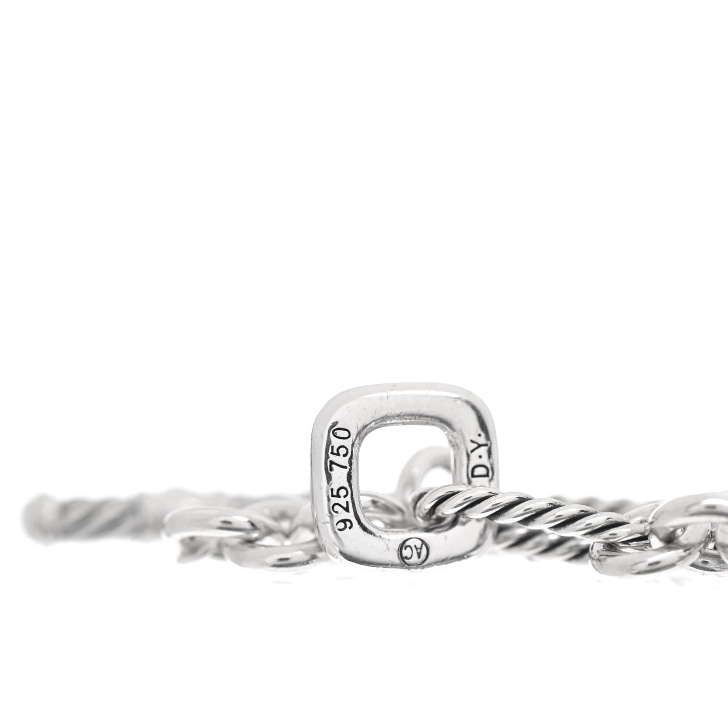 Sterling Silver 18K Yellow Gold Cable Heart Charm Bracelet