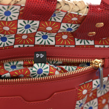 Dolce & Gabbana Woven Raffia Lizard Kendra Logo Tote Red Multicolor 7 of 10