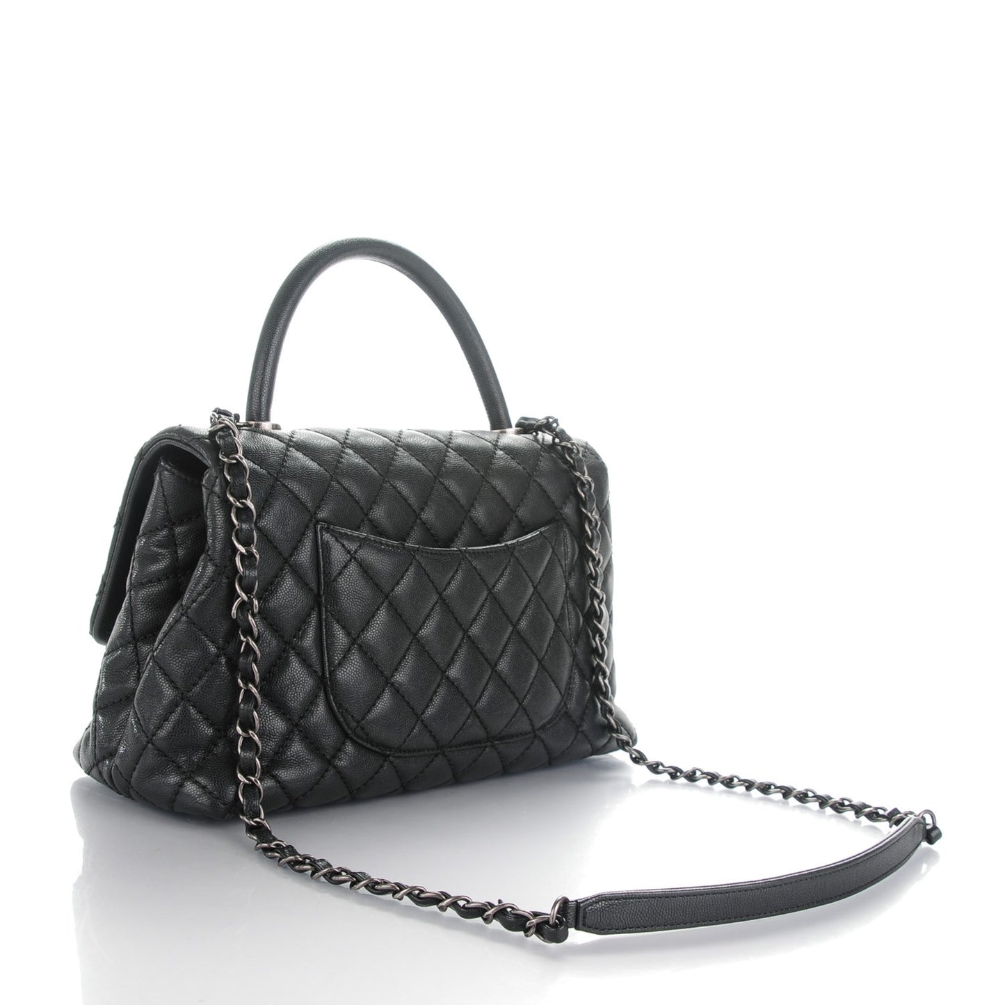 Caviar Quilted Small Coco Handle Flap Black